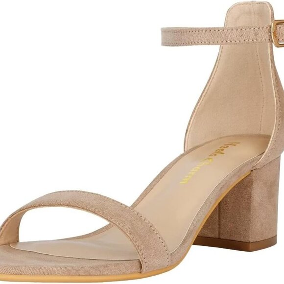 Women's Faux Leather Chunky Block Heeled Sandals 2 Inch Open Toe Ankle Strap - Picture 1 of 8